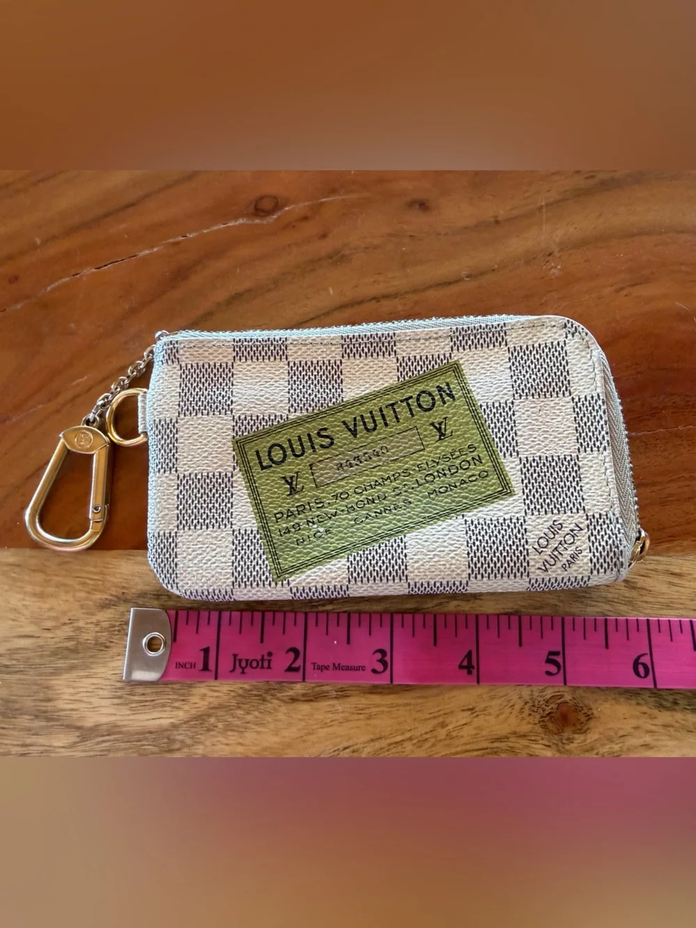 Limited Ed. Louis Vuitton Damier Azur Canvas Pouch with Olive Green Label-Coa